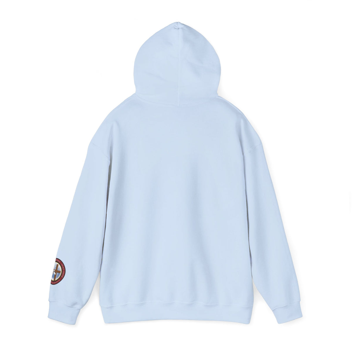 All God Hoodie — Christian Faith Graphic Pullover with Sleeve Emblem