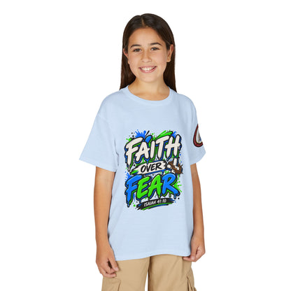 Faith Over Fear Youth T-Shirt — Christian Isaiah 41:10 Graphic Tee