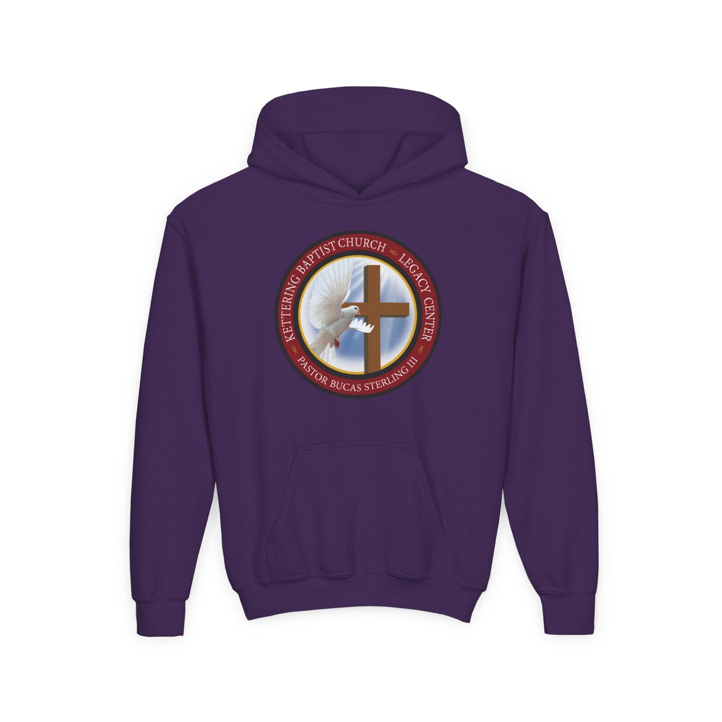 Youth Hoodie – Church Cross & Dove Logo Youth Pullover (Religious Faith Gift)