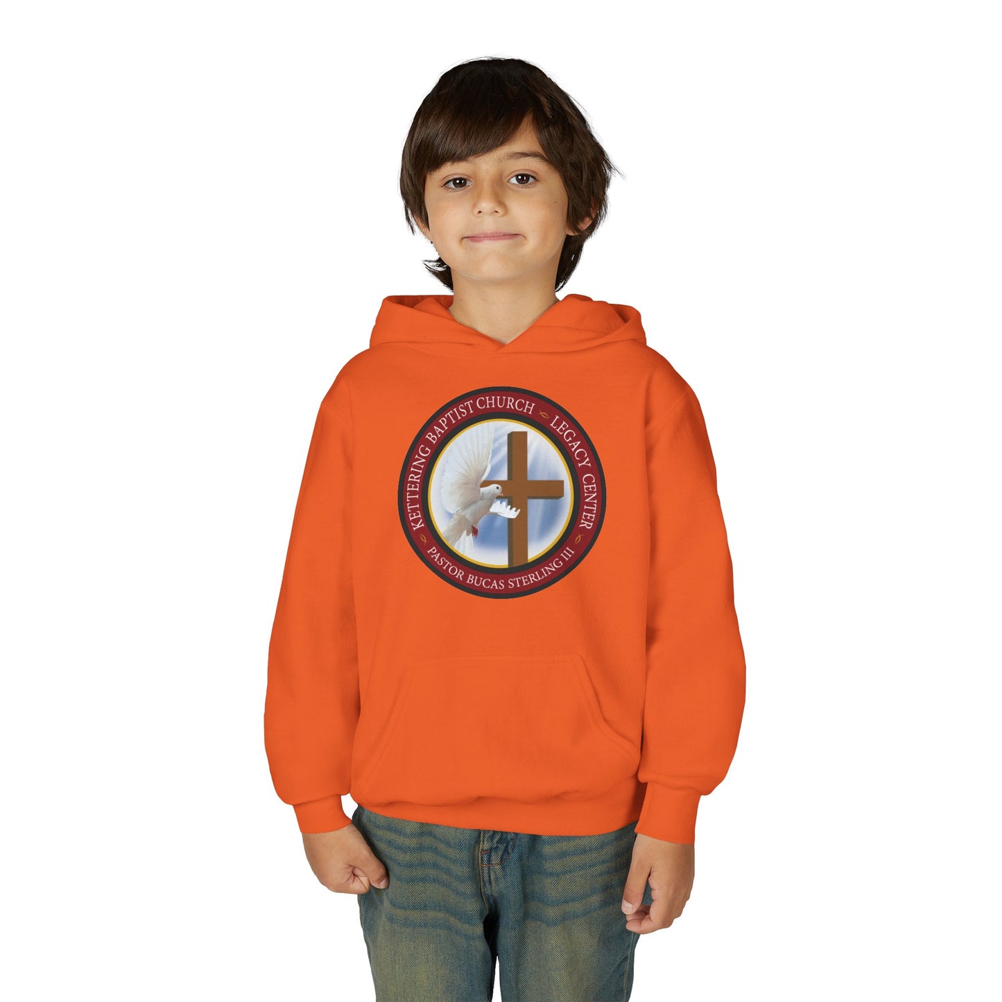 Youth Hoodie – Church Cross & Dove Logo Youth Pullover (Religious Faith Gift)