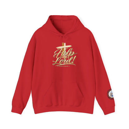 Help Me Lord Hoodie — Christian Cross Faith Pullover with Gold Script