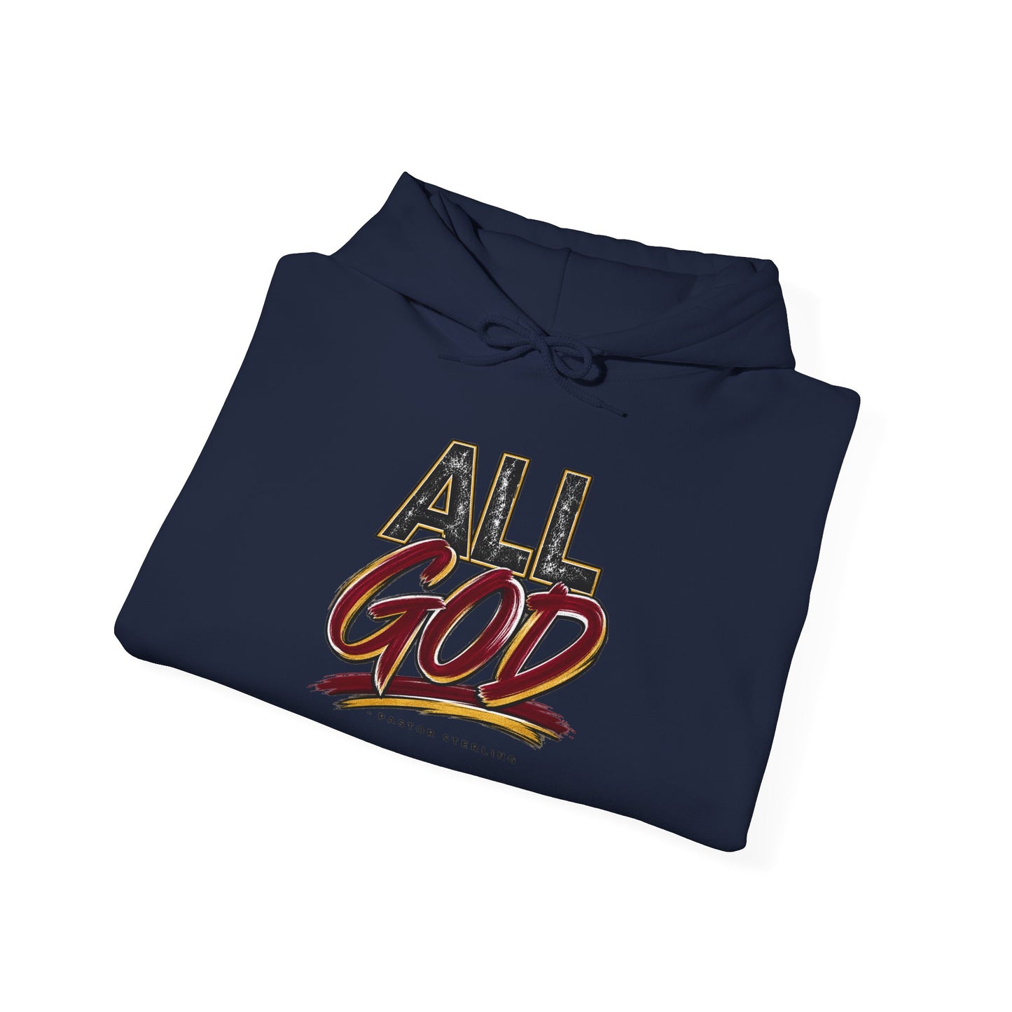 All God Hoodie — Christian Faith Graphic Pullover with Sleeve Emblem