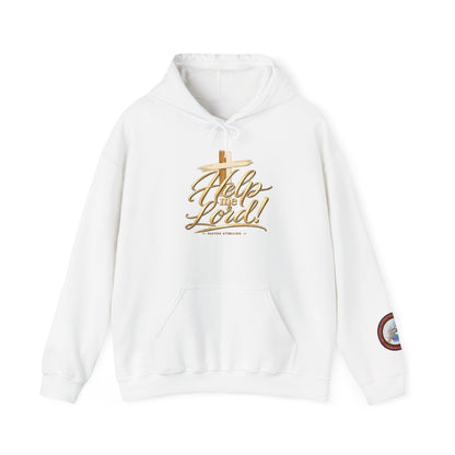 Help Me Lord Hoodie — Christian Cross Faith Pullover with Gold Script
