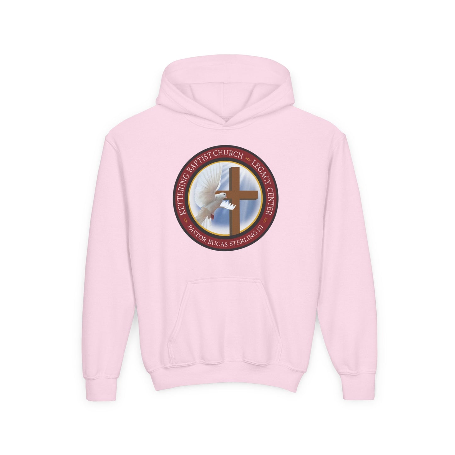 Youth Hoodie – Church Cross & Dove Logo Youth Pullover (Religious Faith Gift)