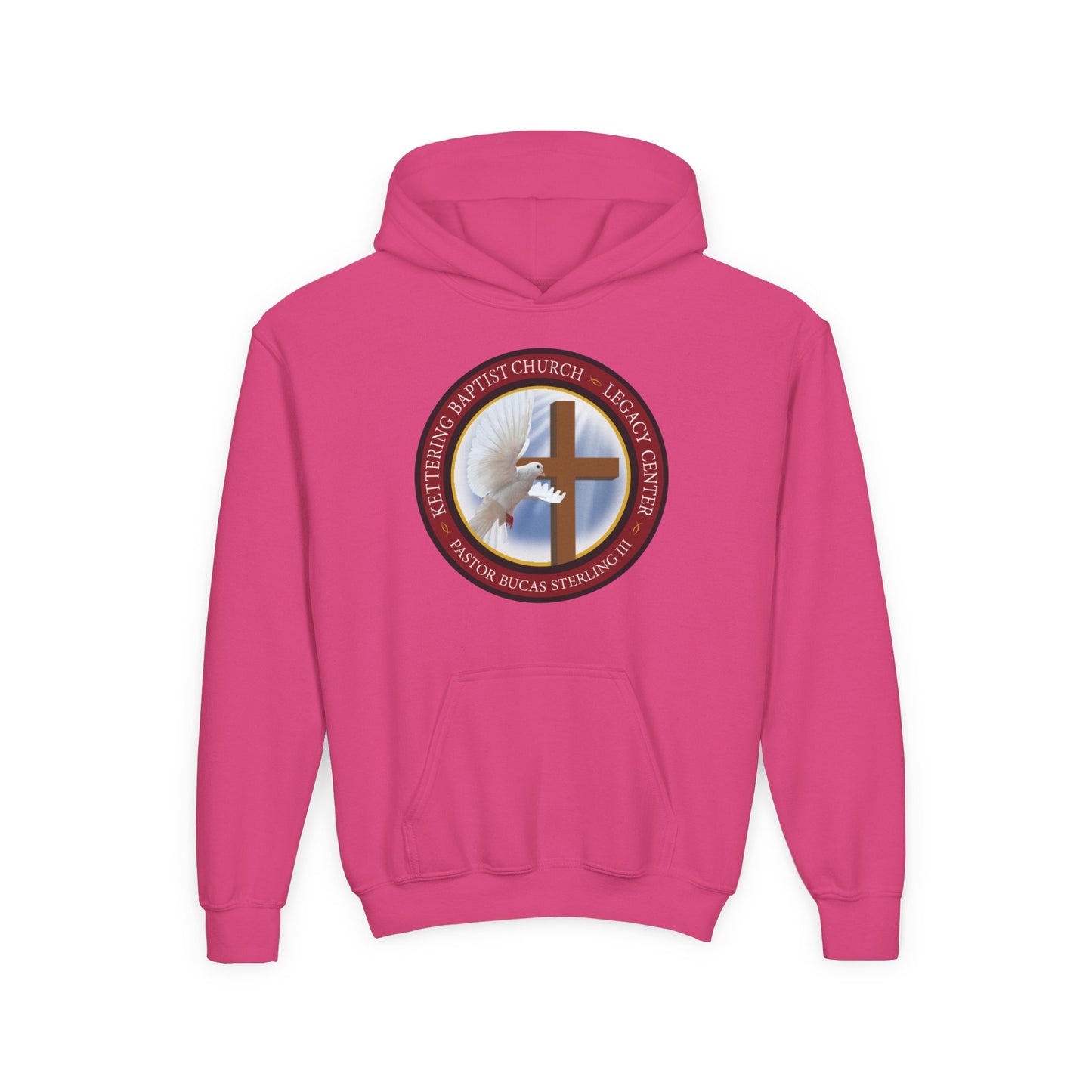 Youth Hoodie – Church Cross & Dove Logo Youth Pullover (Religious Faith Gift)