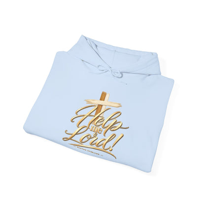 Help Me Lord Hoodie — Christian Cross Faith Pullover with Gold Script