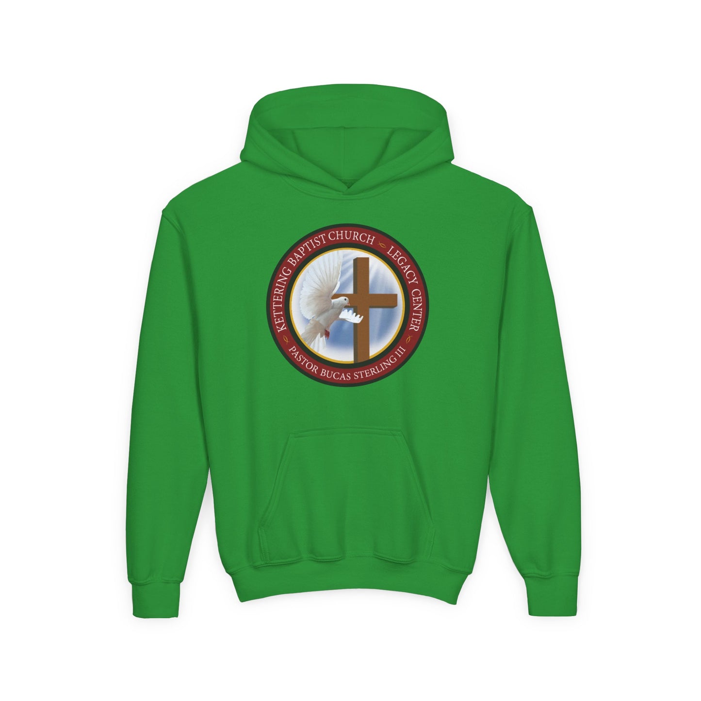 Youth Hoodie – Church Cross & Dove Logo Youth Pullover (Religious Faith Gift)