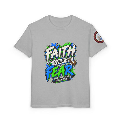 Faith Over Fear Youth T-Shirt — Christian Isaiah 41:10 Graphic Tee