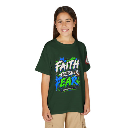 Faith Over Fear Youth T-Shirt — Christian Isaiah 41:10 Graphic Tee