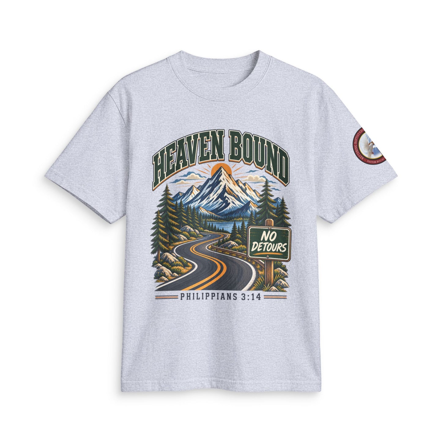 Adult T-Shirt - Heaven Bound/'No Detours' Philippians 3:14 Christian Graphic
