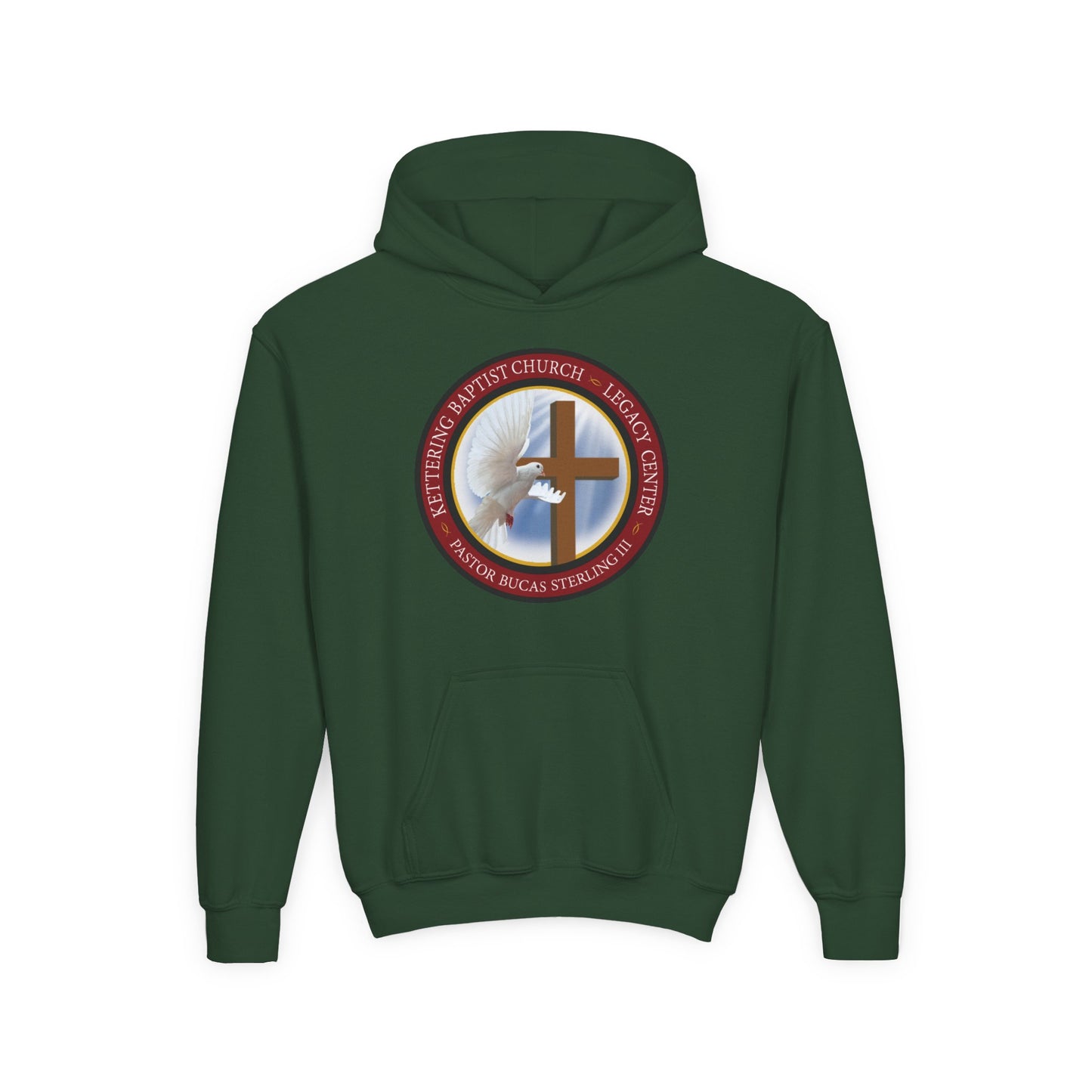 Youth Hoodie – Church Cross & Dove Logo Youth Pullover (Religious Faith Gift)