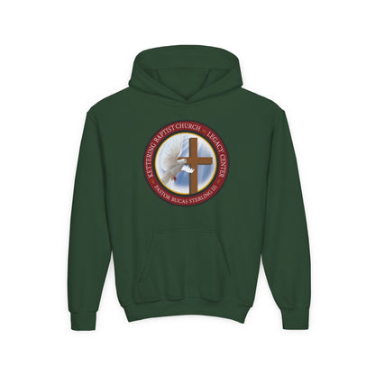 Youth Hoodie – Church Cross & Dove Logo Youth Pullover (Religious Faith Gift)