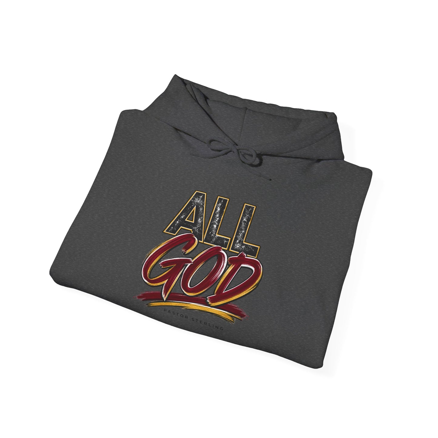 All God Hoodie — Christian Faith Graphic Pullover with Sleeve Emblem