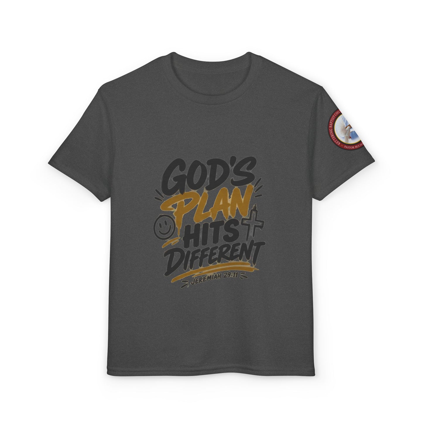 Youth T-Shirt — "God's Plan" Motivational Faith Graphic Tee