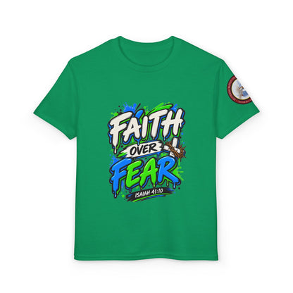 Faith Over Fear Youth T-Shirt — Christian Isaiah 41:10 Graphic Tee