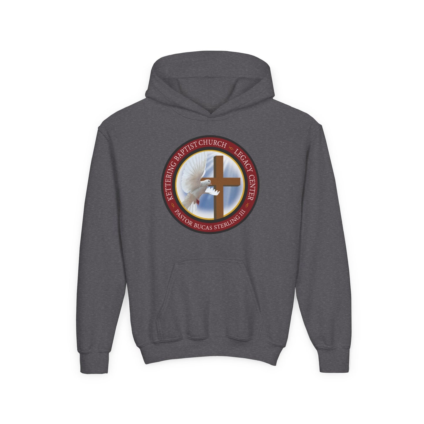 Youth Hoodie – Church Cross & Dove Logo Youth Pullover (Religious Faith Gift)
