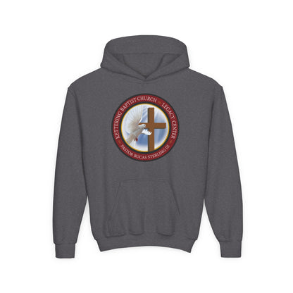 Youth Hoodie – Church Cross & Dove Logo Youth Pullover (Religious Faith Gift)