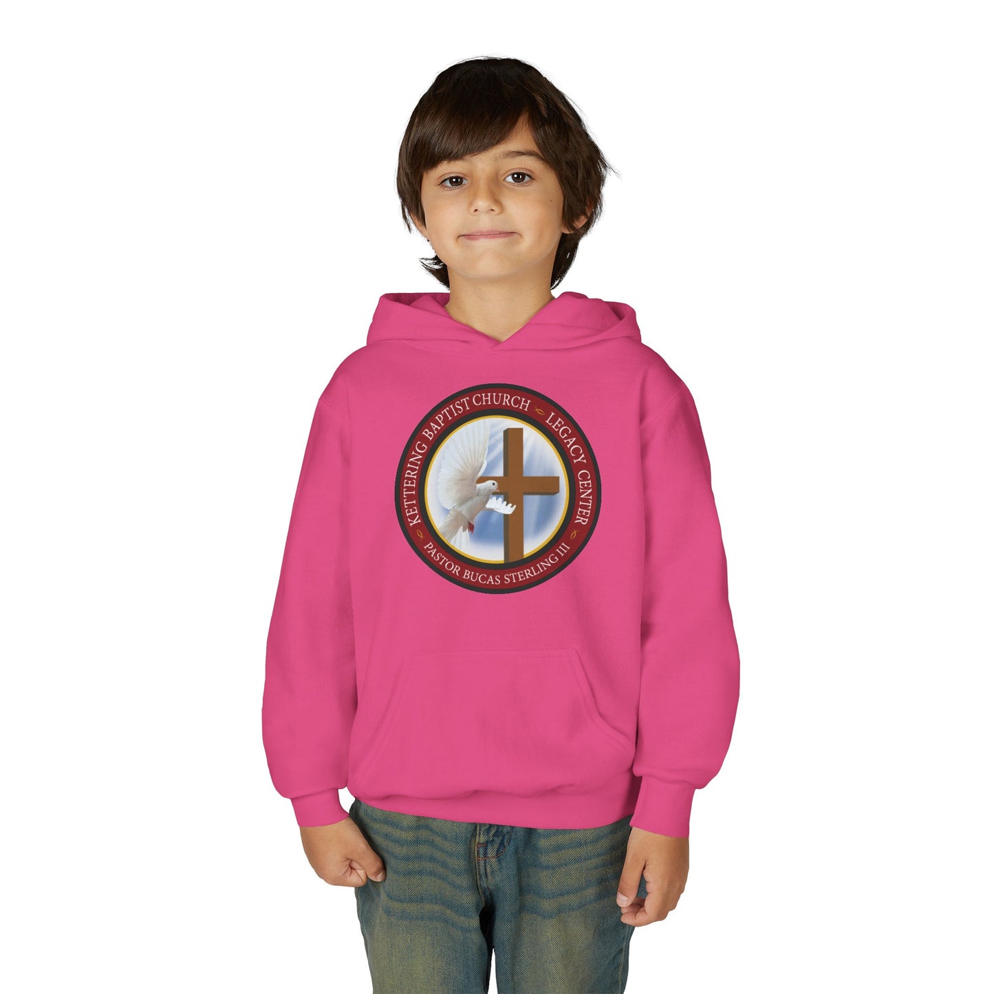 Youth Hoodie – Church Cross & Dove Logo Youth Pullover (Religious Faith Gift)