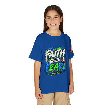Faith Over Fear Youth T-Shirt — Christian Isaiah 41:10 Graphic Tee
