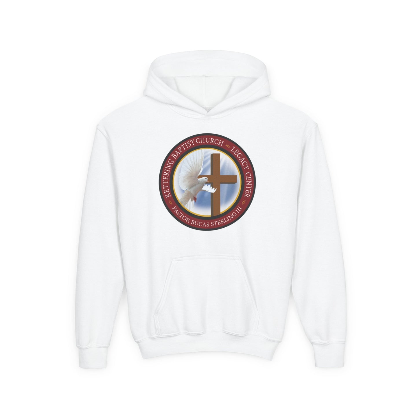 Youth Hoodie – Church Cross & Dove Logo Youth Pullover (Religious Faith Gift)