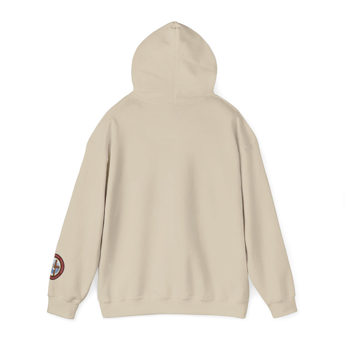 All God Hoodie — Christian Faith Graphic Pullover with Sleeve Emblem