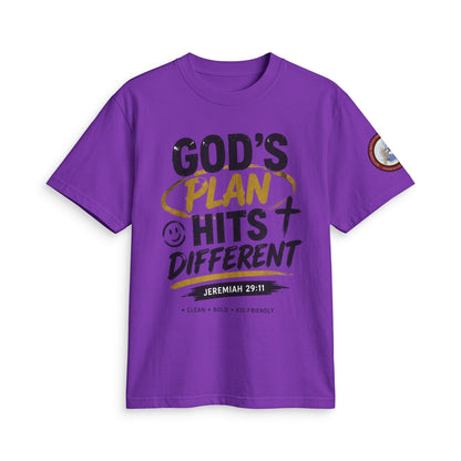 Adult T-shirt  - God's Plan Hits Different  — Christian Faith Tee (Jeremiah 29:11)