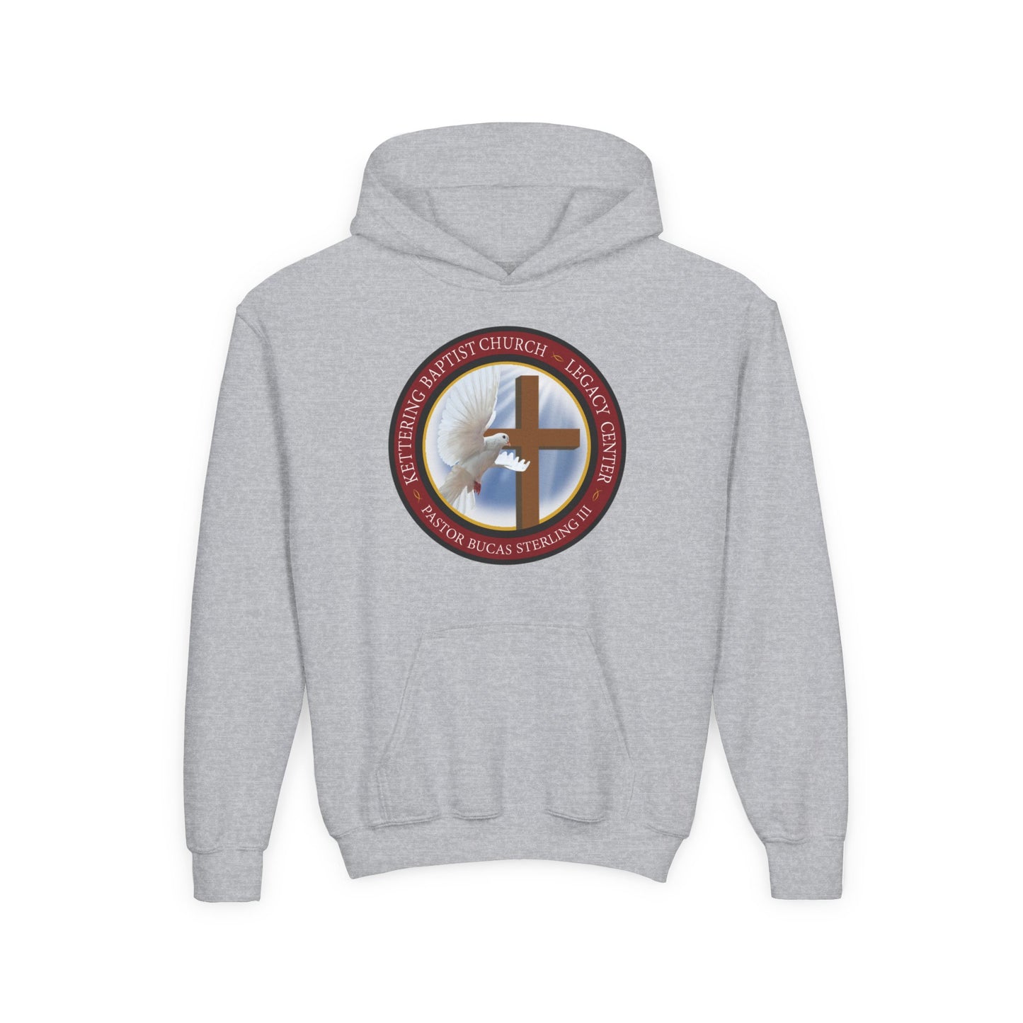 Youth Hoodie – Church Cross & Dove Logo Youth Pullover (Religious Faith Gift)