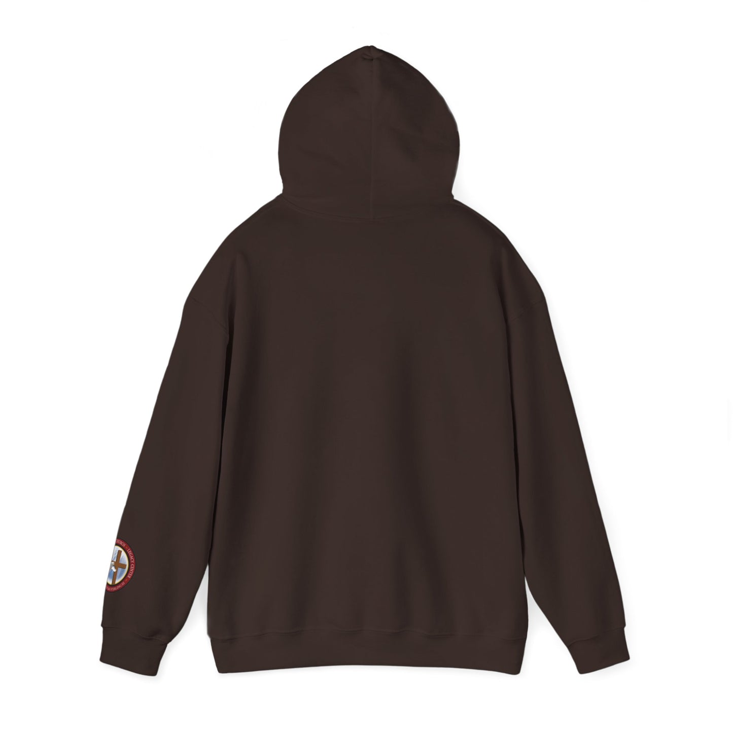 All God Hoodie — Christian Faith Graphic Pullover with Sleeve Emblem