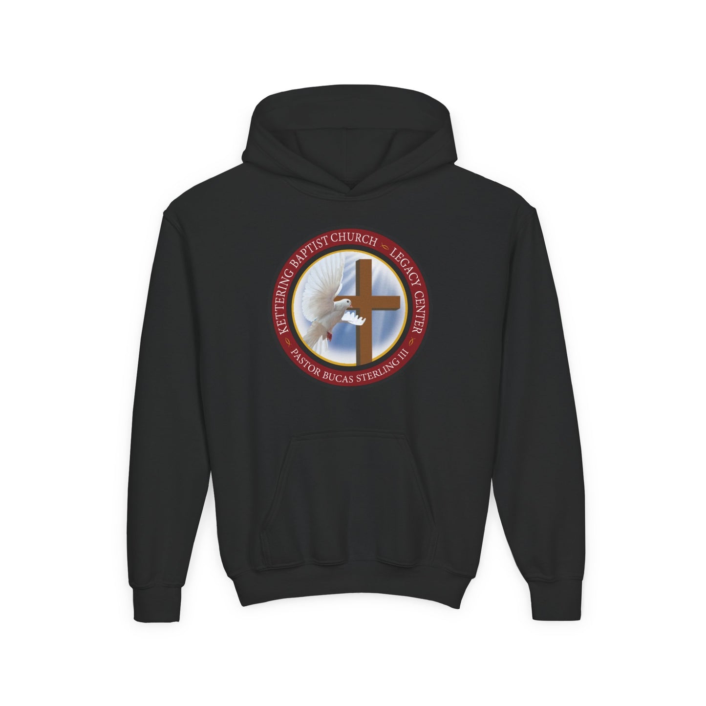 Youth Hoodie – Church Cross & Dove Logo Youth Pullover (Religious Faith Gift)