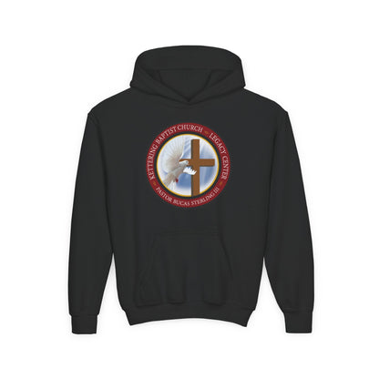 Youth Hoodie – Church Cross & Dove Logo Youth Pullover (Religious Faith Gift)