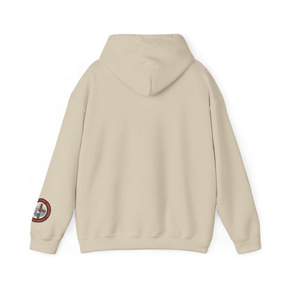 All God Hoodie — Christian Faith Graphic Pullover with Sleeve Emblem