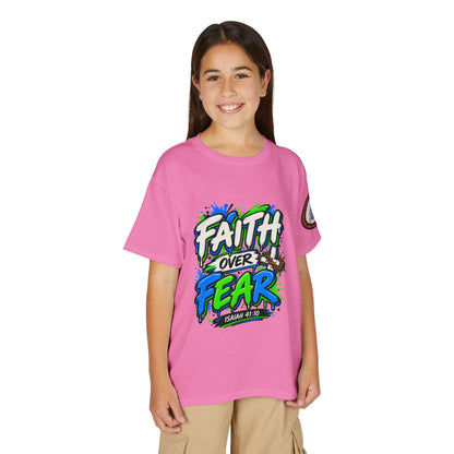 Faith Over Fear Youth T-Shirt — Christian Isaiah 41:10 Graphic Tee