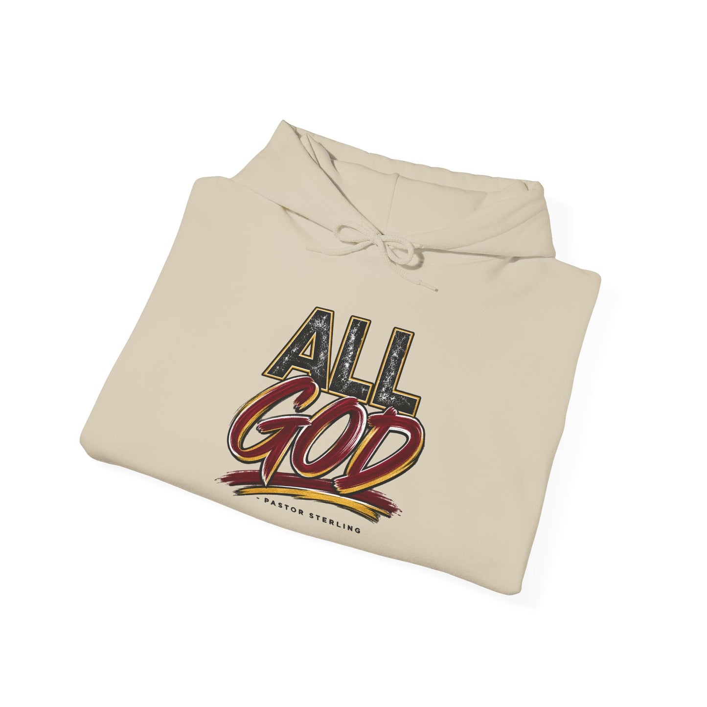 All God Hoodie — Christian Faith Graphic Pullover with Sleeve Emblem