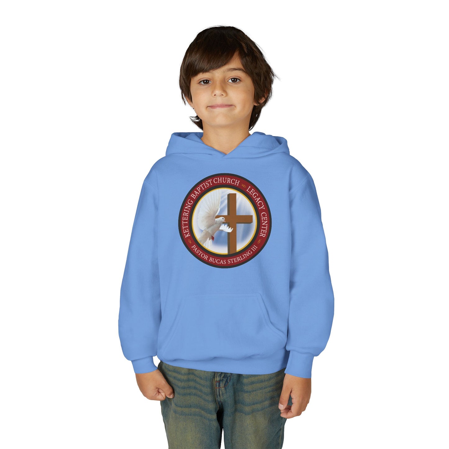 Youth Hoodie – Church Cross & Dove Logo Youth Pullover (Religious Faith Gift)