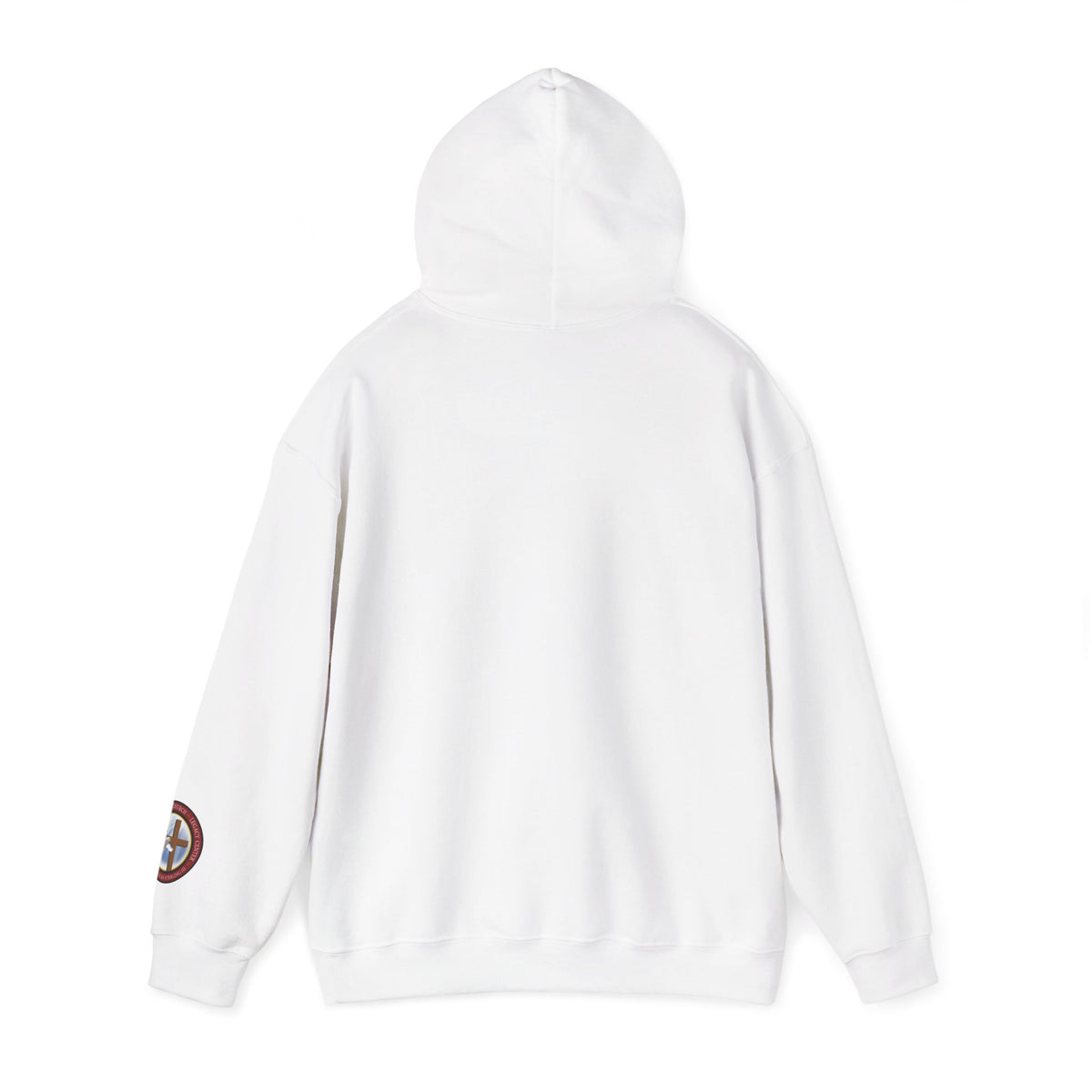 All God Hoodie — Christian Faith Graphic Pullover with Sleeve Emblem