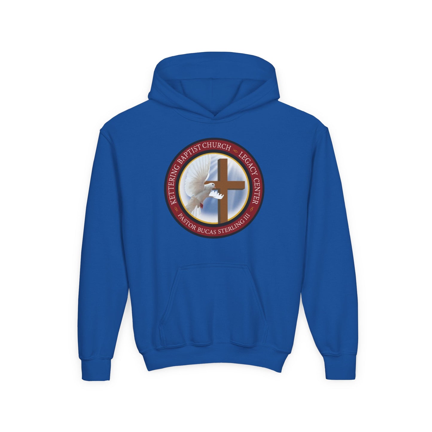 Youth Hoodie – Church Cross & Dove Logo Youth Pullover (Religious Faith Gift)