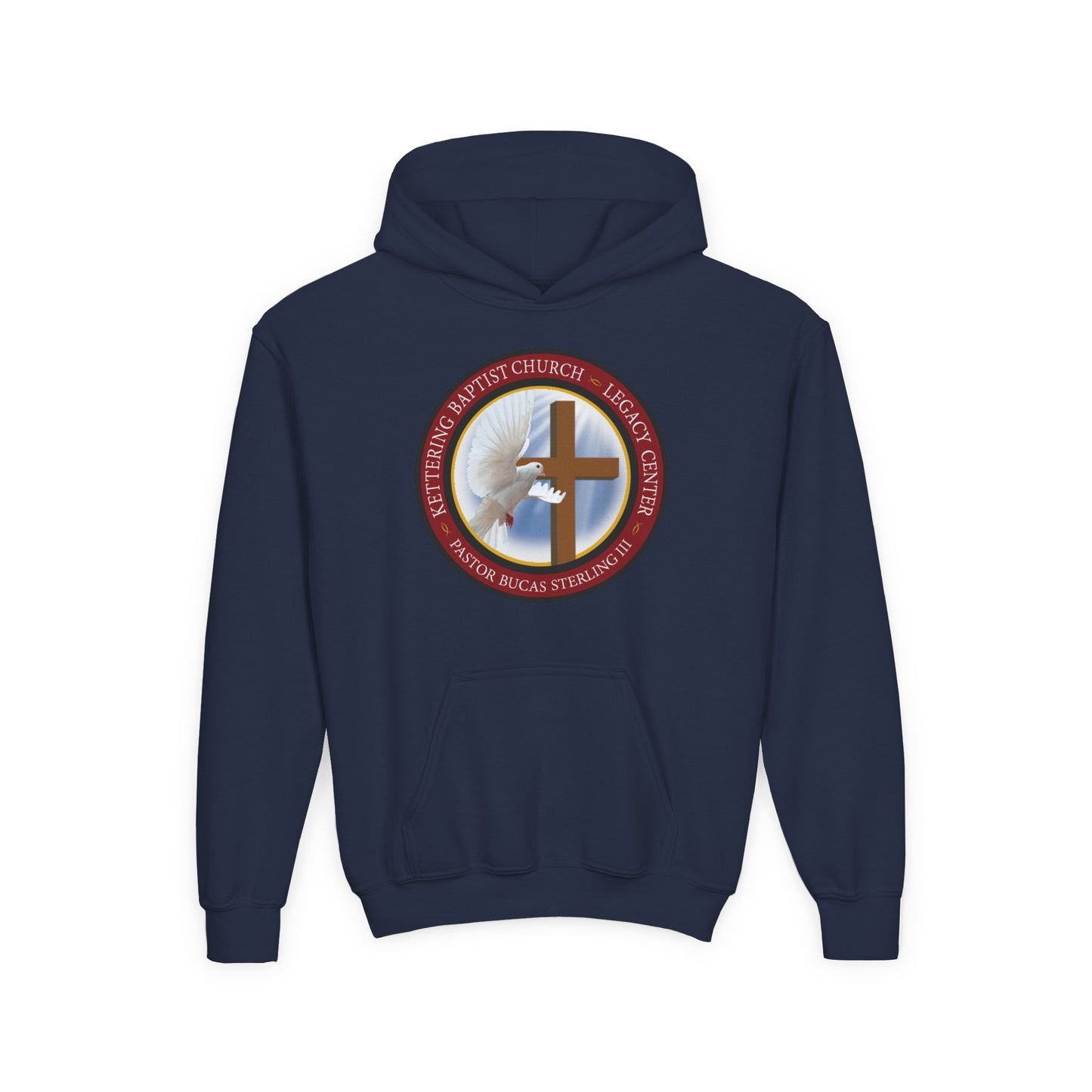 Youth Hoodie – Church Cross & Dove Logo Youth Pullover (Religious Faith Gift)