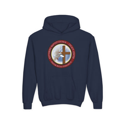 Youth Hoodie – Church Cross & Dove Logo Youth Pullover (Religious Faith Gift)
