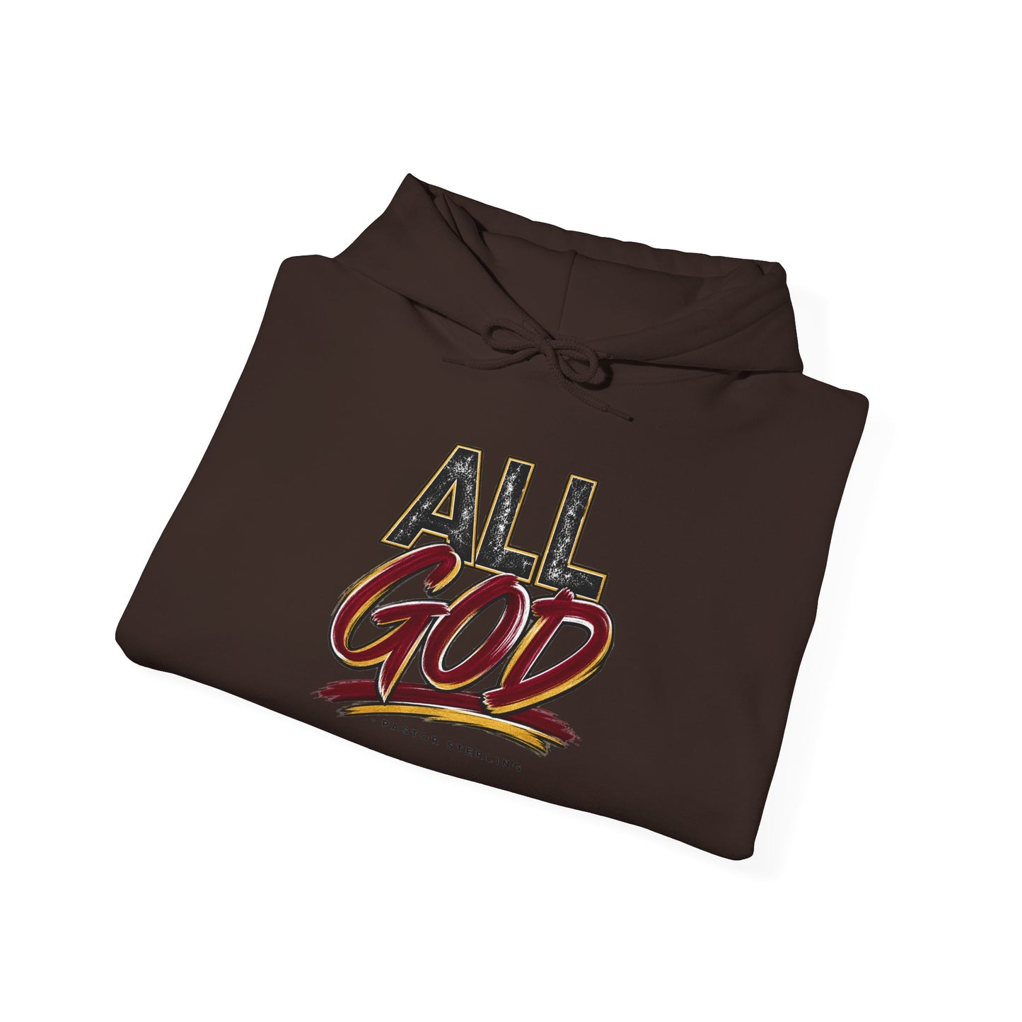 All God Hoodie — Christian Faith Graphic Pullover with Sleeve Emblem