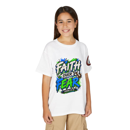 Faith Over Fear Youth T-Shirt — Christian Isaiah 41:10 Graphic Tee