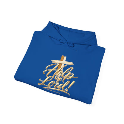 Help Me Lord Hoodie — Christian Cross Faith Pullover with Gold Script