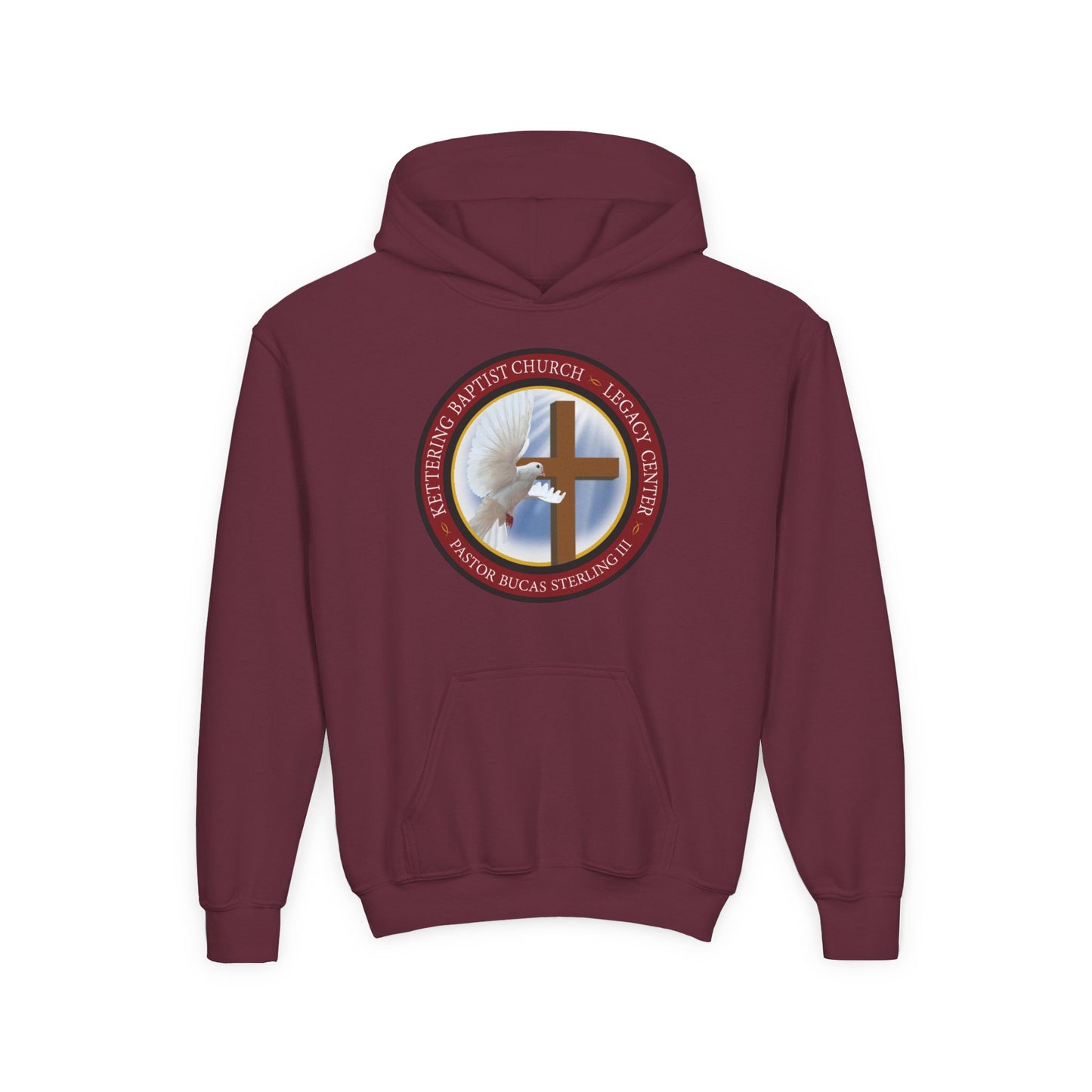 Youth Hoodie – Church Cross & Dove Logo Youth Pullover (Religious Faith Gift)