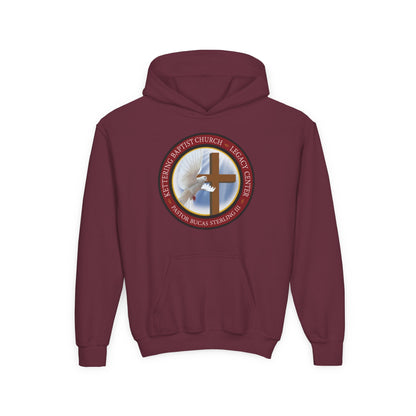 Youth Hoodie – Church Cross & Dove Logo Youth Pullover (Religious Faith Gift)